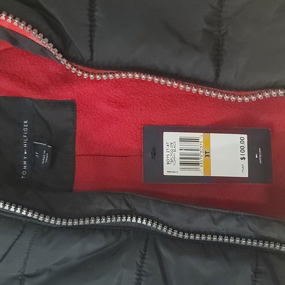 Tommy Hilfiger Black Winter Jacket. Fleece-Lined Red. NWT. NEW $100 - Picture 5 of 16